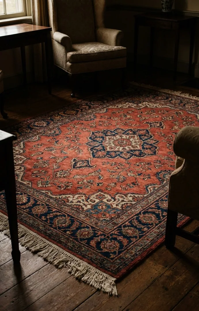 Tapis Sarough aux couleurs profondes après nettoyage et ravivage