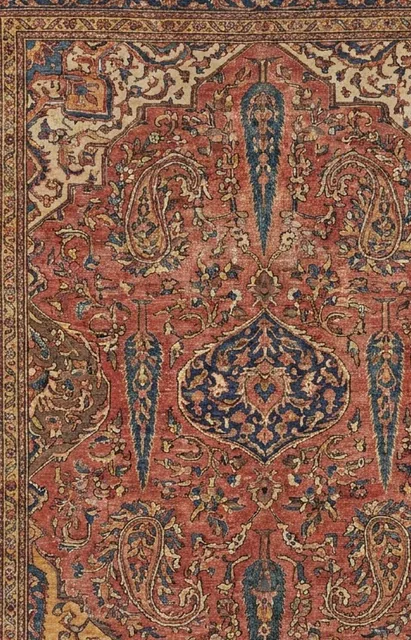 Tapis indien du Cachemire en soie, décor floral fin