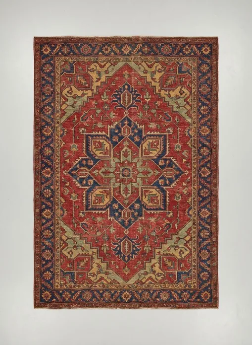 Tapis indien d'Agra en laine, motifs floraux raffinés