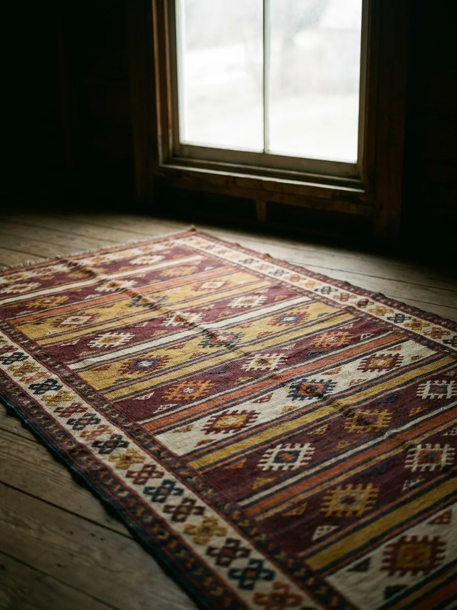 Kilim caucasien de Kuba, tissé à plat aux motifs géométriques